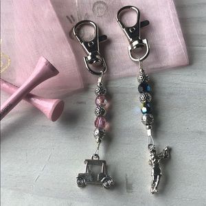 2pc GOLF BAG CHARMS WITH ATTACHED CLIP